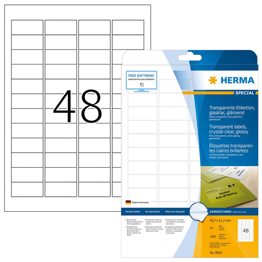 1.200 HERMA Folienetiketten 8016 transparent