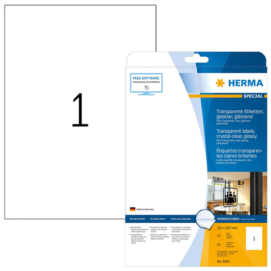 25 HERMA Folienetiketten 8020 transparent