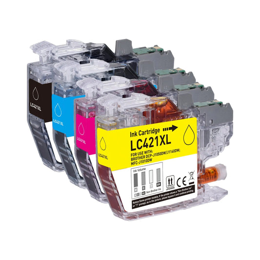 4 kompatible Druckerpatronen von Wechselfaul als Ersatz für Brother LC-421XL LC421XL