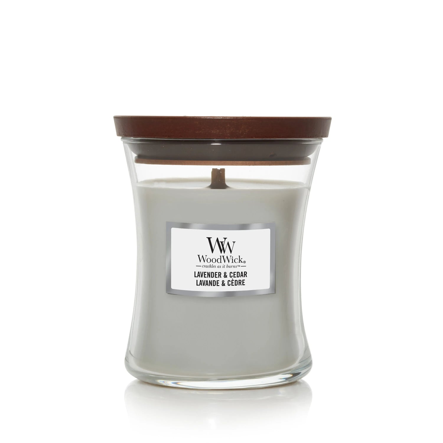 WoodWick knisternde Kerze Lavender & Cedar Medium bis zu 60 Std Brenndauer