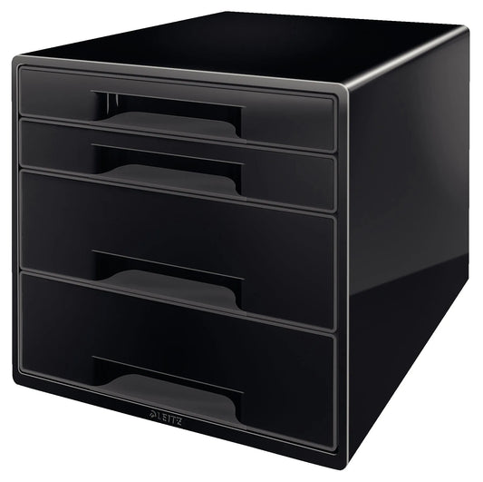 LEITZ Schubladenbox CUBE Duo Colour schwarz/grau DIN A4 mit 4 Schubladen