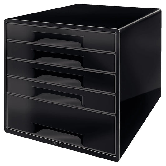 LEITZ Schubladenbox CUBE Duo Colour schwarz/grau DIN A4 mit 5 Schubladen
