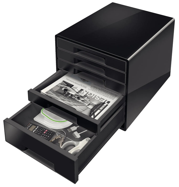 LEITZ Schubladenbox CUBE Duo Colour schwarz/grau DIN A4 mit 5 Schubladen