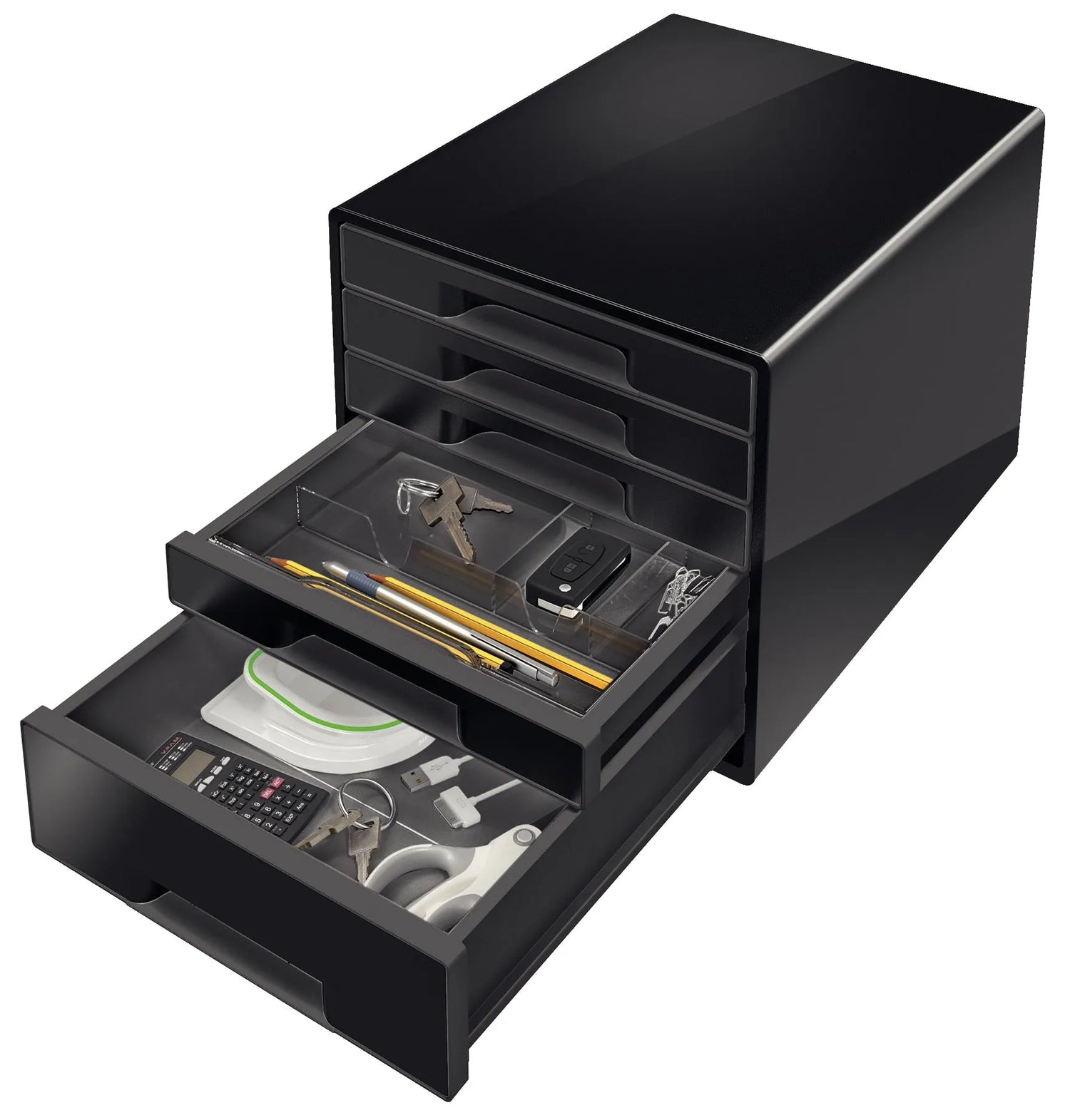 LEITZ Schubladenbox CUBE Duo Colour schwarz/grau DIN A4 mit 5 Schubladen