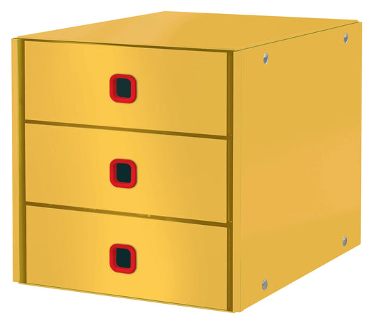 LEITZ Schubladenbox Click & Store Cosy gelb DIN A4 mit 3 Schubladen
