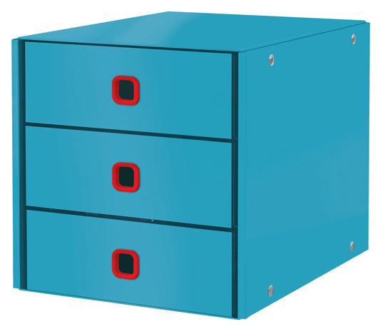 LEITZ Schubladenbox Click & Store Cosy blau DIN A4 mit 3 Schubladen