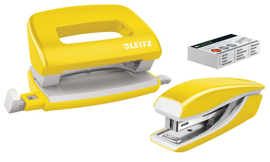 LEITZ Locher und Heftgeräte Set NeXXt WOW gelb-metallic