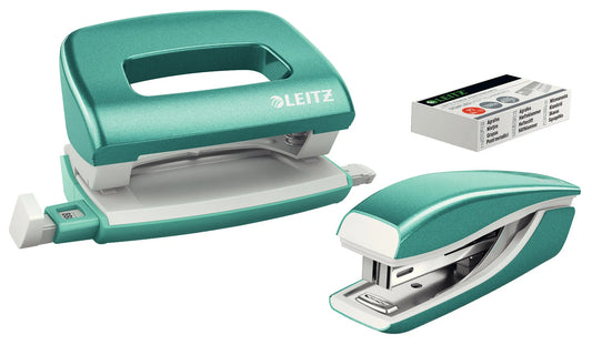 LEITZ Locher und Heftgeräte Set NeXXt WOW türkis-metallic