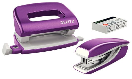 LEITZ Locher und Heftgeräte Set NeXXt WOW lila-metallic