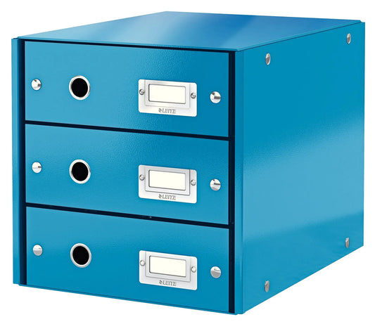 LEITZ Schubladenbox Click & Store blau DIN A4 mit 3 Schubladen