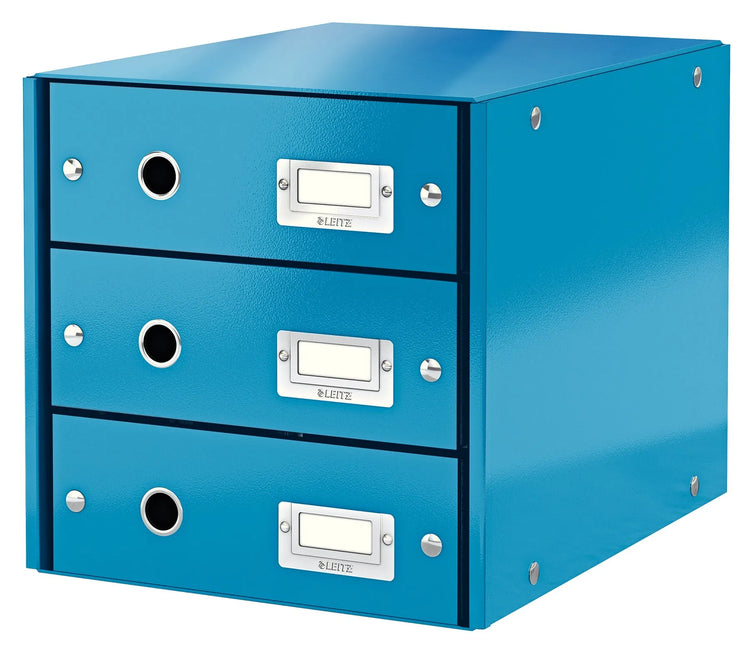 LEITZ Schubladenbox Click & Store blau DIN A4 mit 3 Schubladen