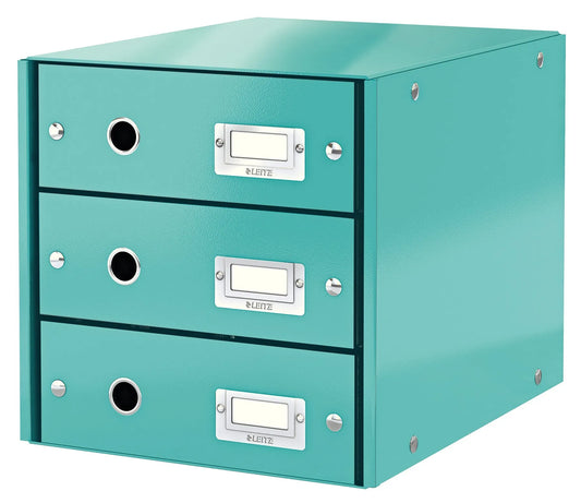 LEITZ Schubladenbox Click & Store eisblau DIN A4 mit 3 Schubladen