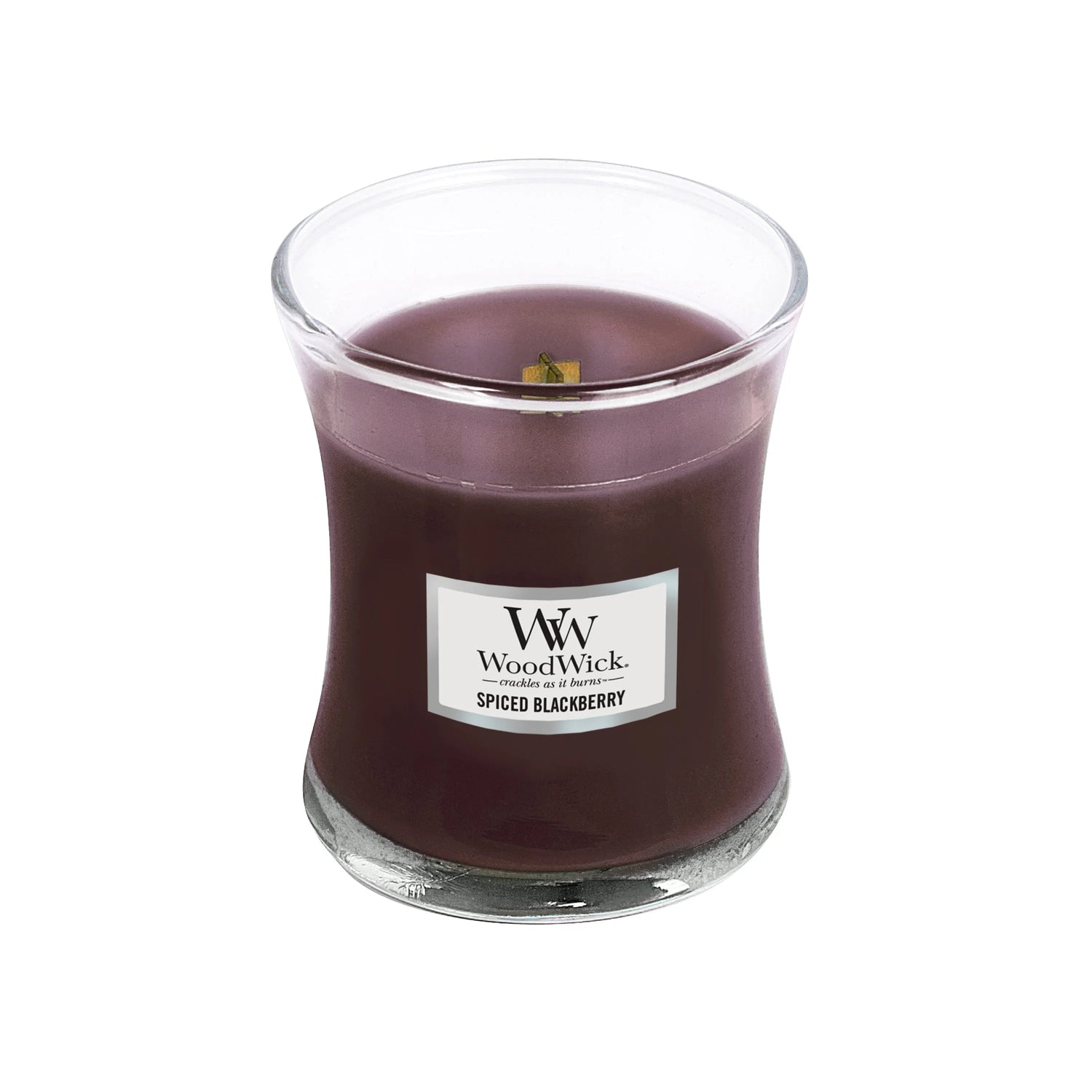 WoodWick Duftkerze Spiced Blackberry mini mit knisterndem Docht, bis zu 20 Std. Brenndauer