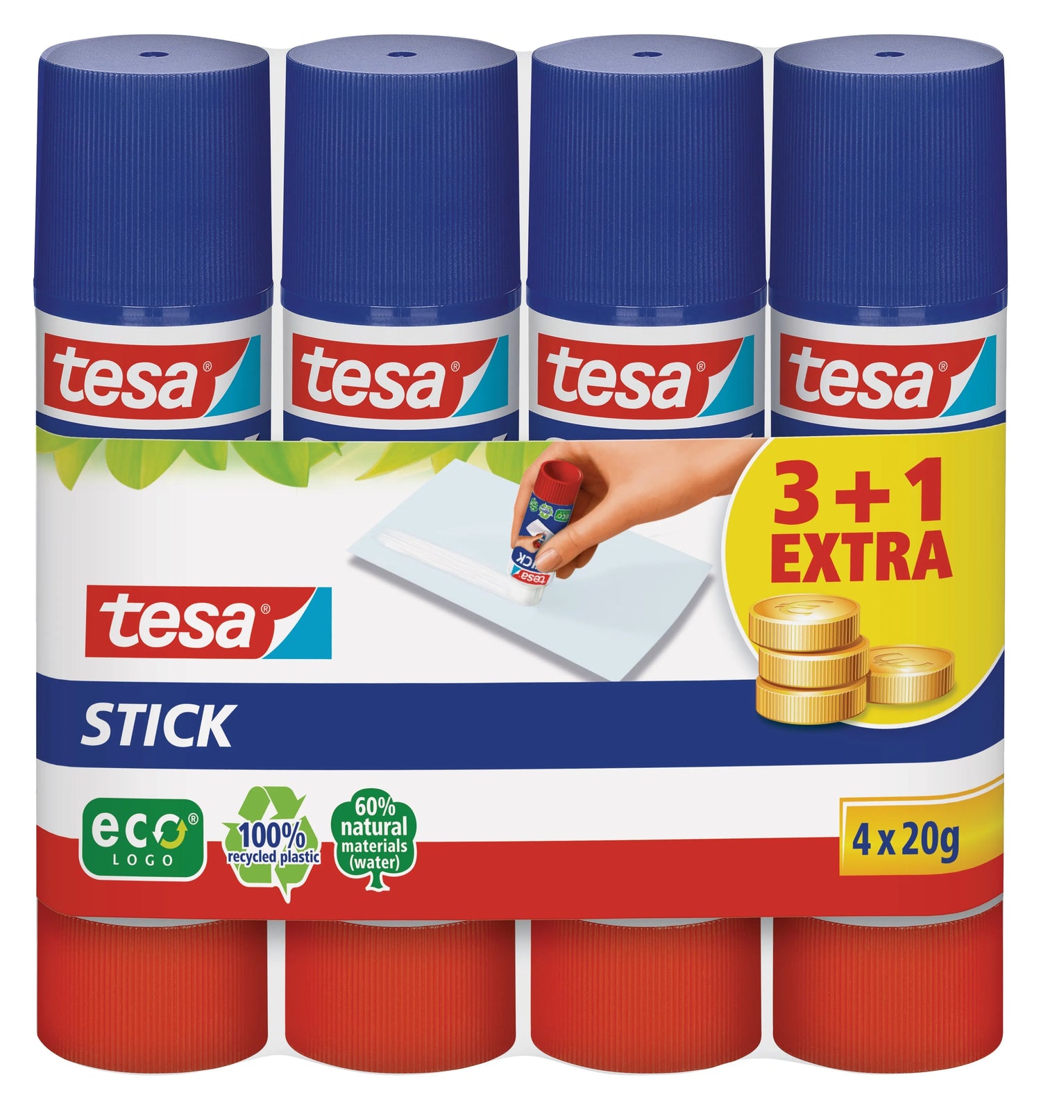 3 tesa ecoLogo Klebestifte 20,0 g,  3 + 1 GRATIS