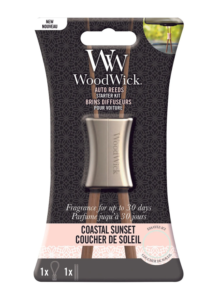 WoodWick Coastal Sunset Auto Reeds Starter Kits mit edlem Lederband, magnetisch