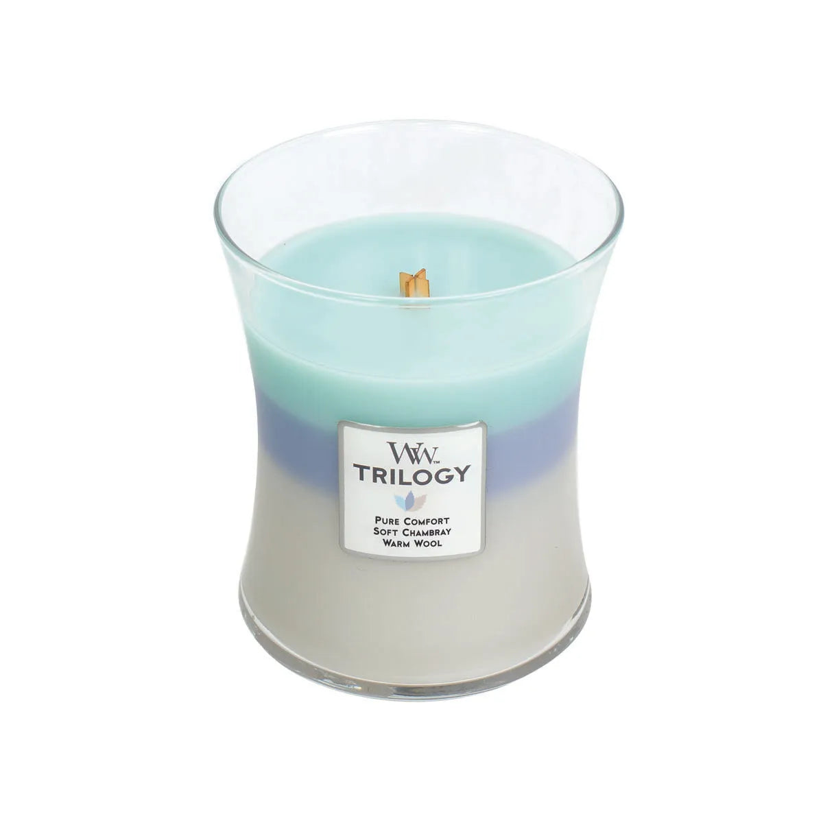 WoodWick Trilogy Woven Comforts Kerze Medium 275g mit knisterndem Docht, Brenndauer bis zu 60 Std