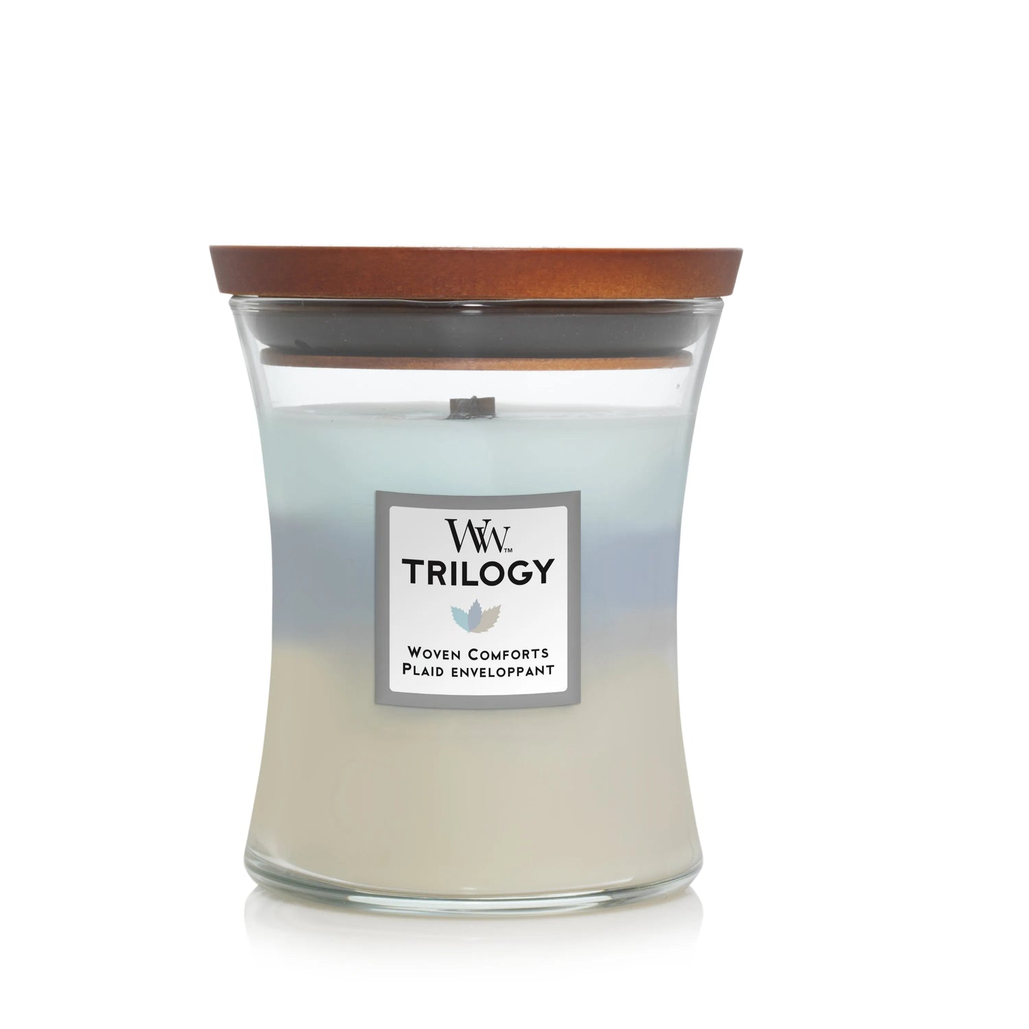 WoodWick Trilogy Woven Comforts Kerze Medium 275g mit knisterndem Docht, Brenndauer bis zu 60 Std