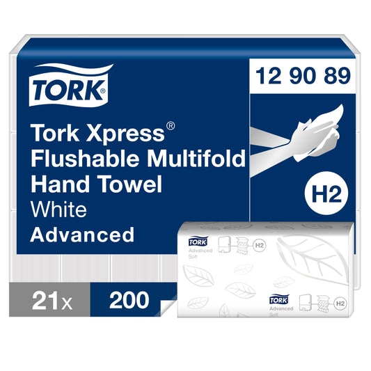 TORK Papierhandtücher 129089 Xpress® H2 Advanced schnellauflösend Interfold-Falzung 2-lagig 4.200 Tücher