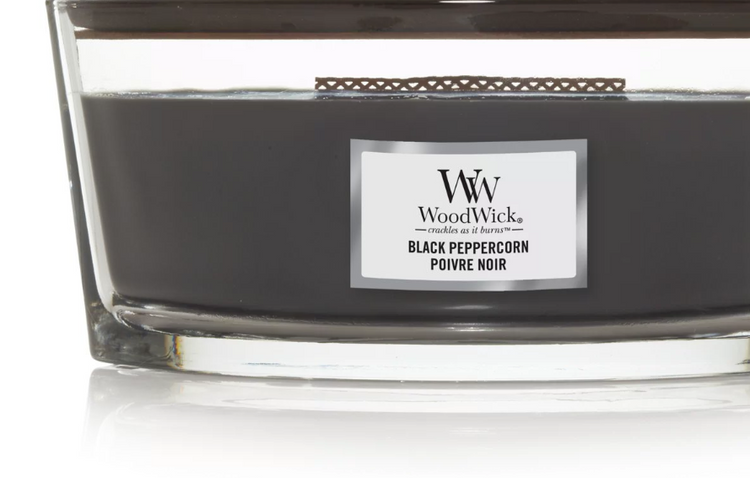WoodWick Ellipse Duftkerze mit knisterndem Docht, Black Peppercorn, Brenndauer bis zu 50 Stunden