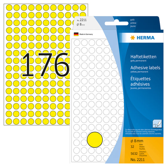 HERMA Klebepunkte 2211 gelb Ø 8,0 mm