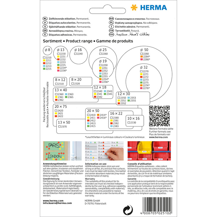 600 HERMA Ring-Etiketten 2510 weiß