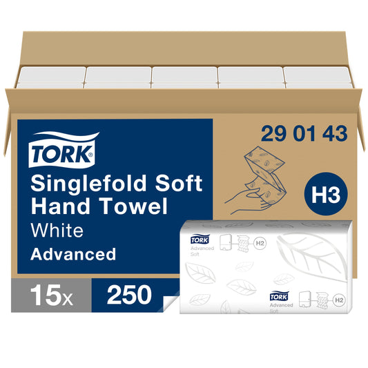 TORK Papierhandtücher 290143 H3 Advanced Zick-Zack-Falzung 2-lagig 3.750 Tücher