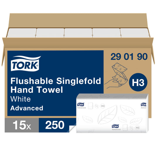 TORK Papierhandtücher 290190 H3 Advanced schnellauflösend Zick-Zack-Falzung 2-lagig 3.750 Tücher