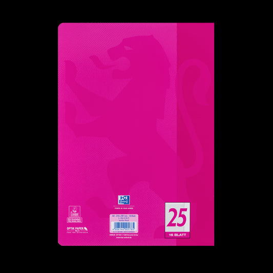 OXFORD Schulheft Touch Lineatur 25 liniert Außenrand, pink, A4, Sie erhalten 3 Hefte