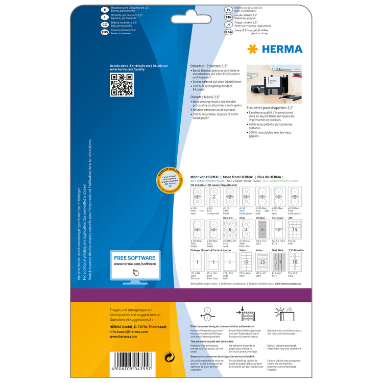 HERMA Disketten-Etiketten 4355 weiß 25 Blatt
