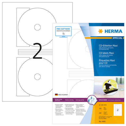 200 HERMA CD-Etiketten 4460 weiß