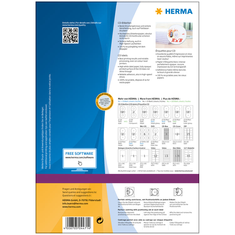 200 HERMA CD-Etiketten 4471 weiß