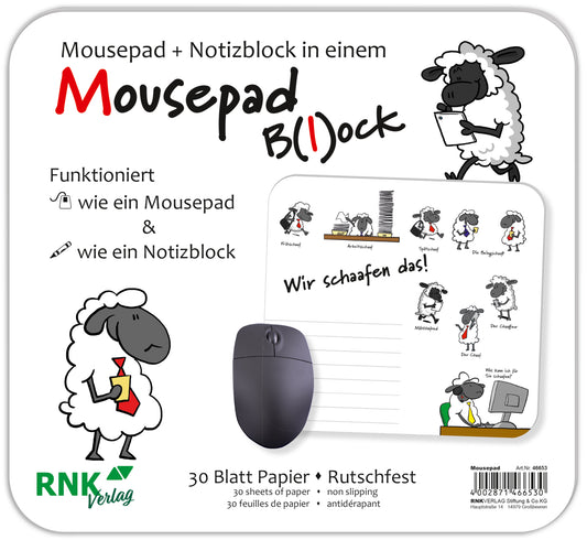 Mousepad - Block "Wir schaafen das!" Maße (BxH): 240 x 220 mm, 30 Blatt