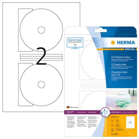 50 HERMA CD-Etiketten 4850 weiß