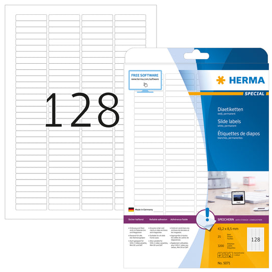 HERMA Dia-Etiketten 5071 weiß 25 Blatt