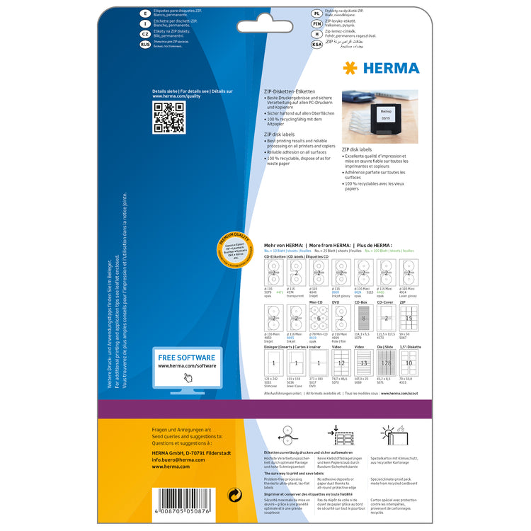 HERMA Disketten-Etiketten 5087 weiß 25 Blatt