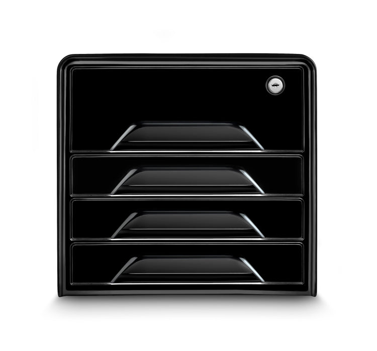 cep Schubladenbox Smoove Secure schwarz 107311011, DIN A4 mit 4 Schubladen