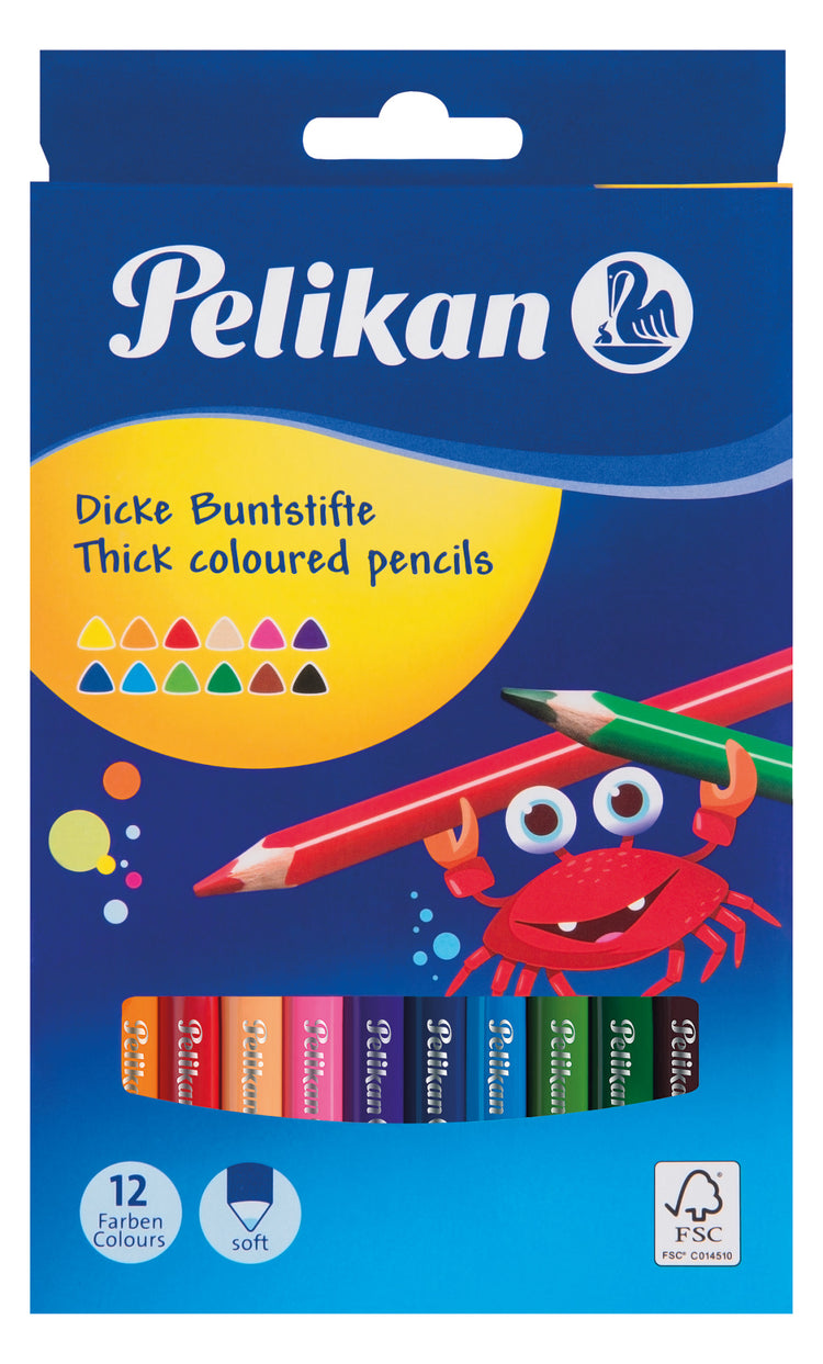12 Pelikan Buntstifte farbsortiert Dreikant, bruchstabil