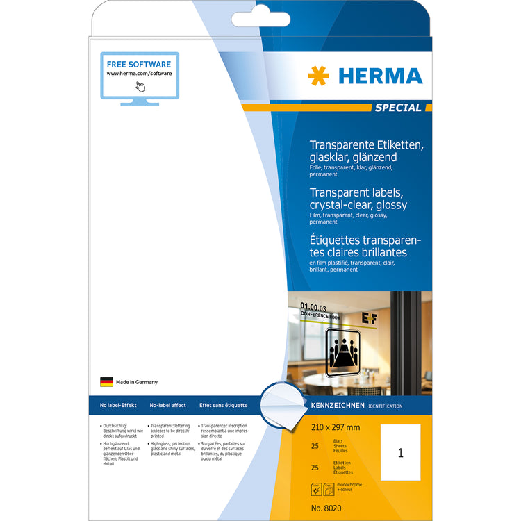 25 HERMA Folienetiketten 8020 transparent