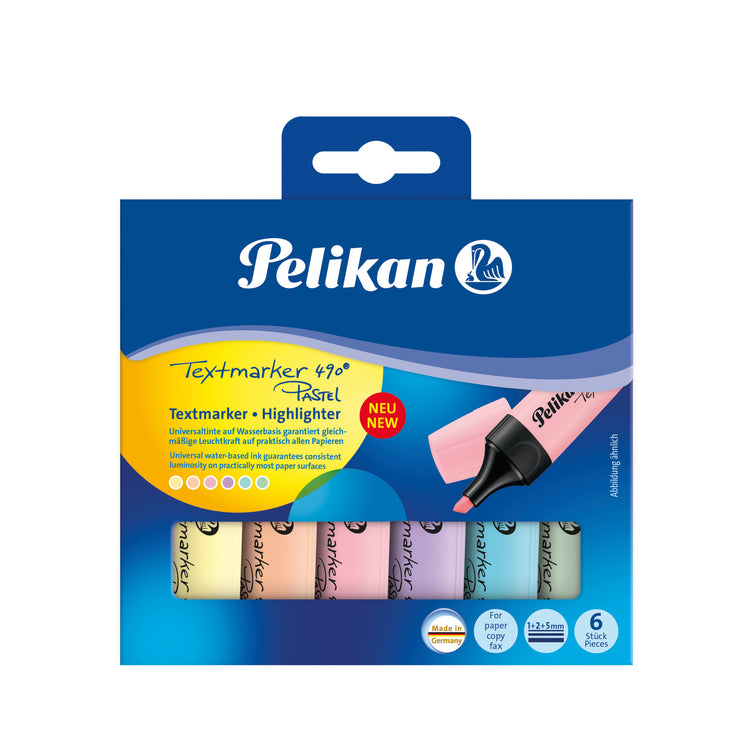 6 Pelikan 490 Textmarker farbsortiert pastell
