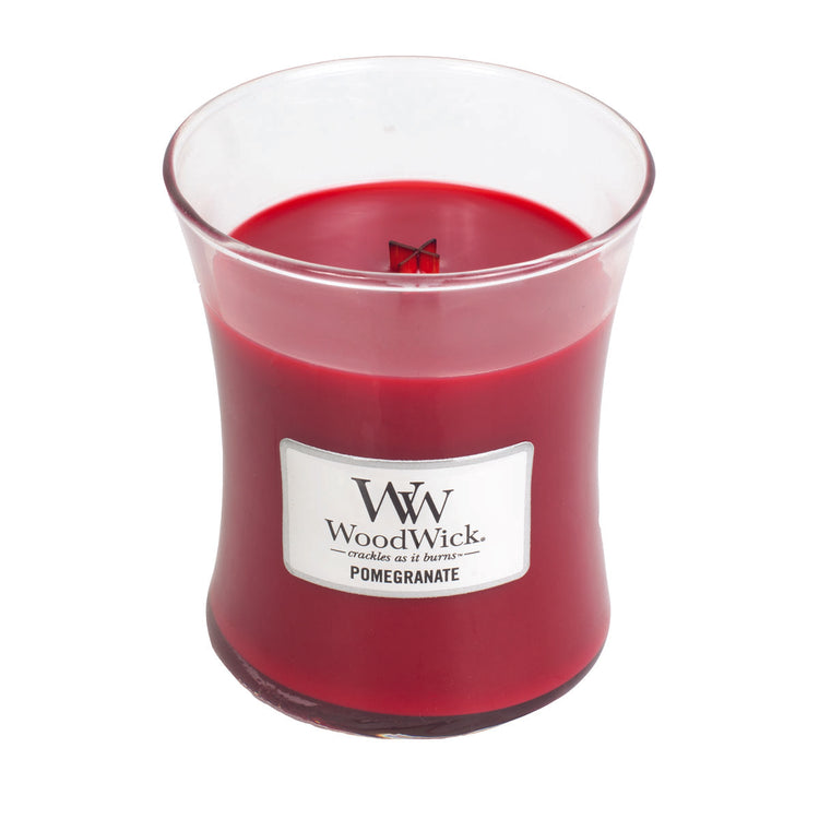 WoodWick knisternde Kerze mit Holzdocht Pomegranate mittel 275g Brenndauer bis zu 60 Std