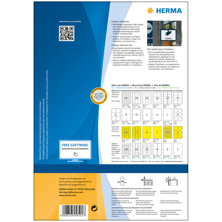 50 HERMA Folien-Kraftklebe-Etiketten 9501 weiß