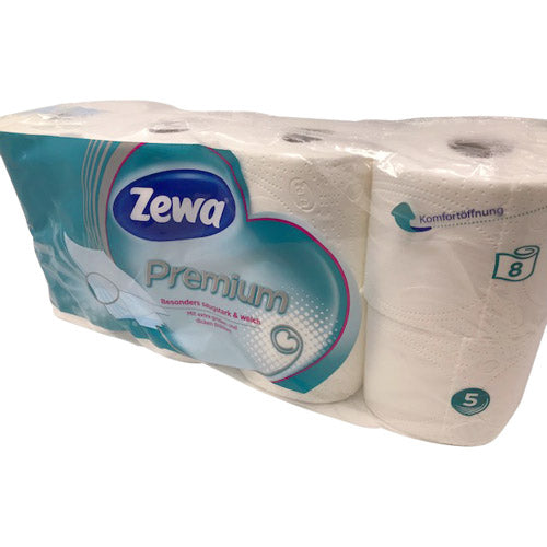 Zewa Premium Toilettenpapier 5-lagig , 8 Rollen pro Packung