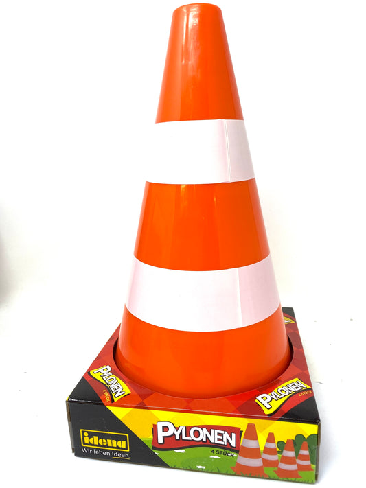 Idena 4 Spielzeug-Pylone orange, Höhe 24cm ideal zum Slalom fahren oder zur Spielabsperrung