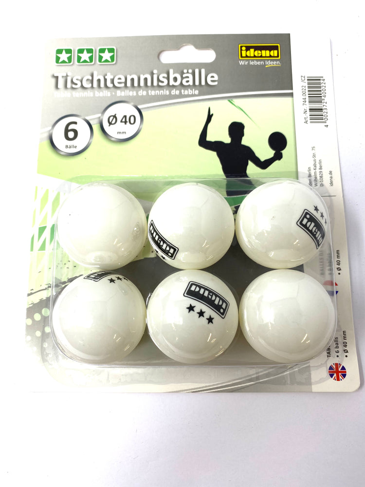 Idena 6 Tischtennisbälle weiß aus Kunststoff