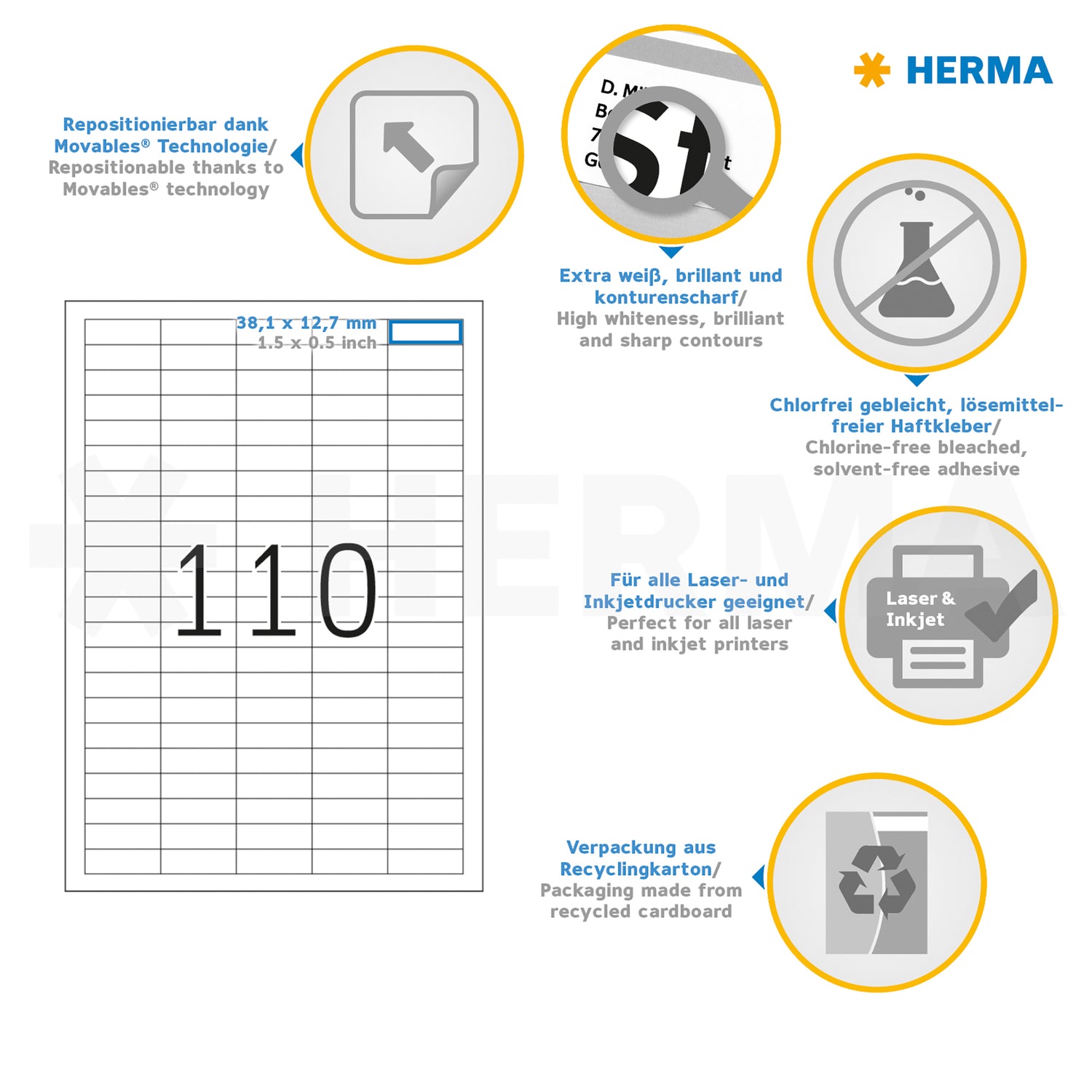 2.750 HERMA Etiketten 4210 weiß