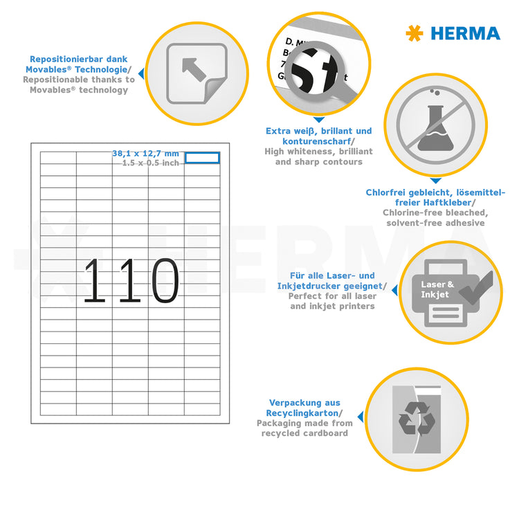 2.750 HERMA Etiketten 4210 weiß