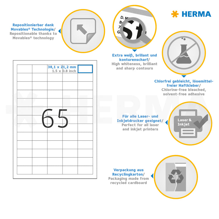 1.625 HERMA Etiketten 4212 weiß