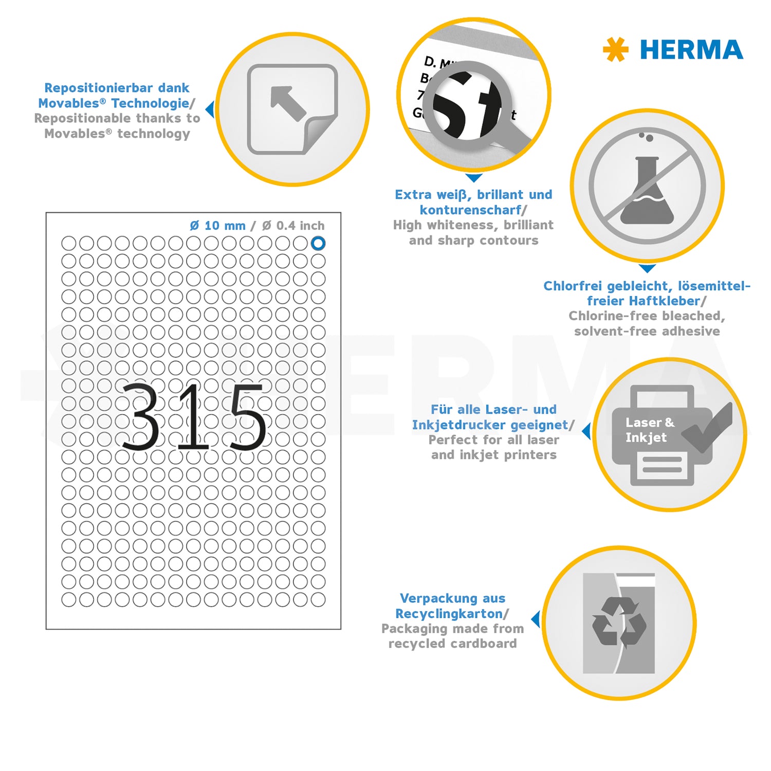 7.875 HERMA Etiketten 4385 weiß
