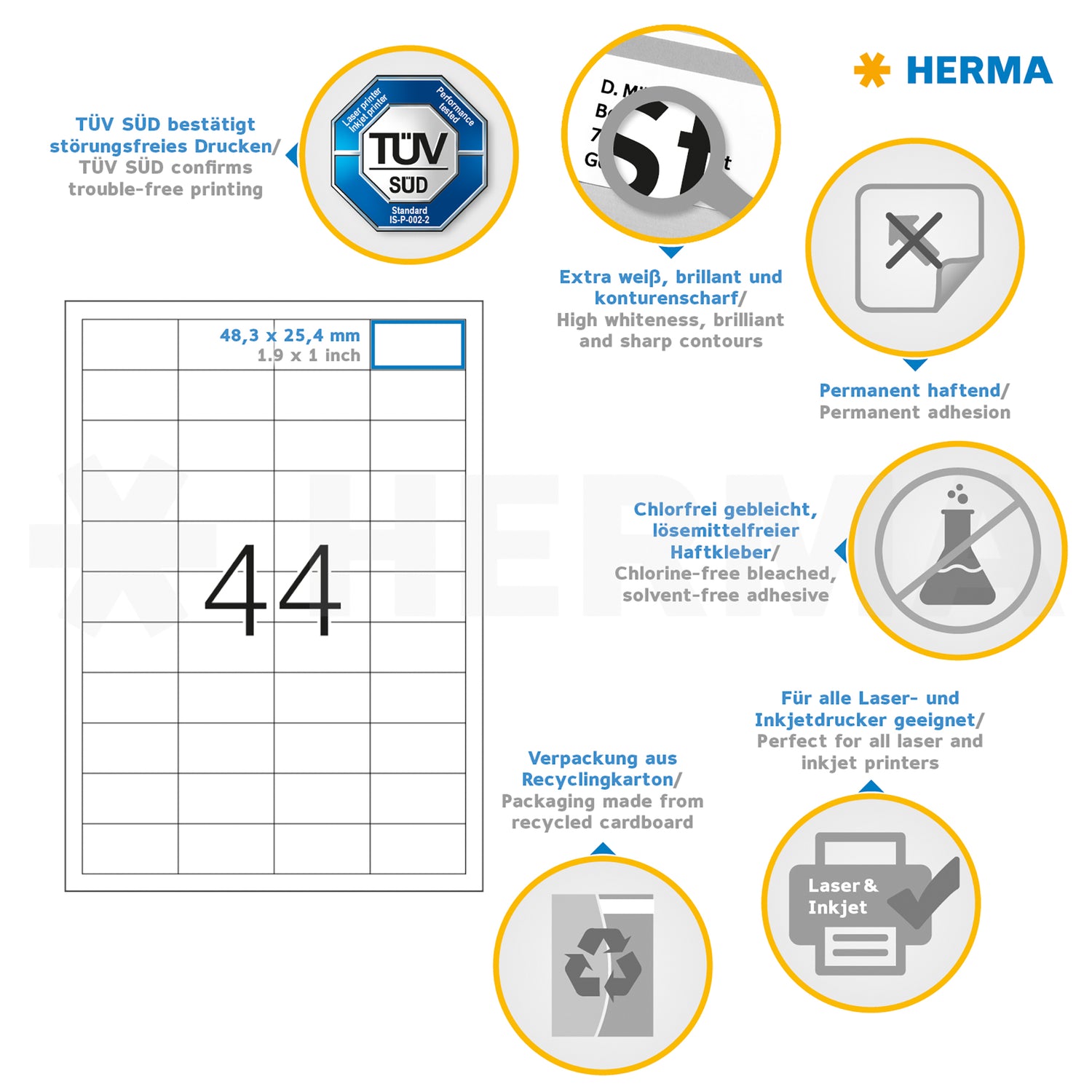 1.100 HERMA Etiketten 5051 weiß