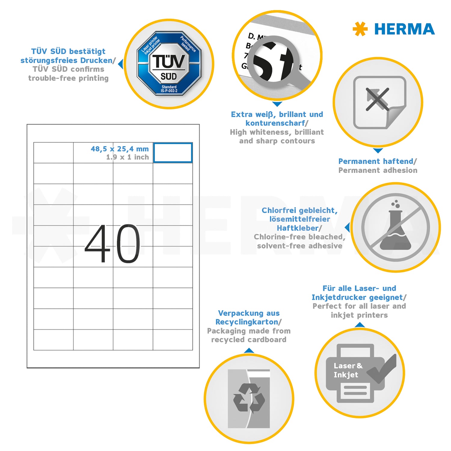 1.000 HERMA Etiketten 4357 weiß